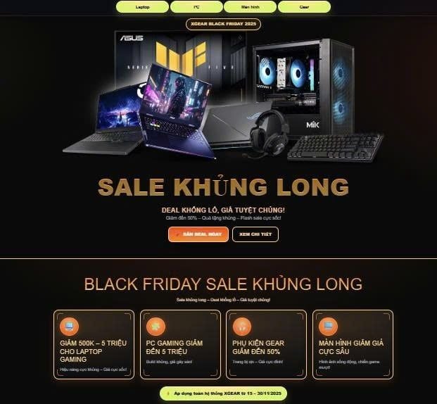 sale black friday 2025 tại Xgear