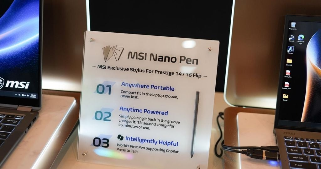 MSI trang bị nano pen trên Prestige Flip AI