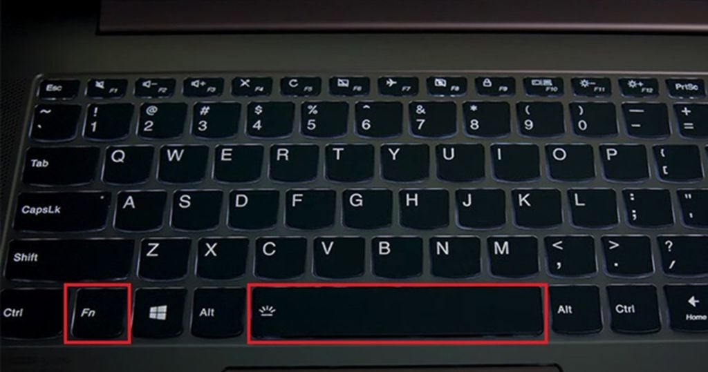 dùng tổ hợp phím để bật đèn laptop lenovo