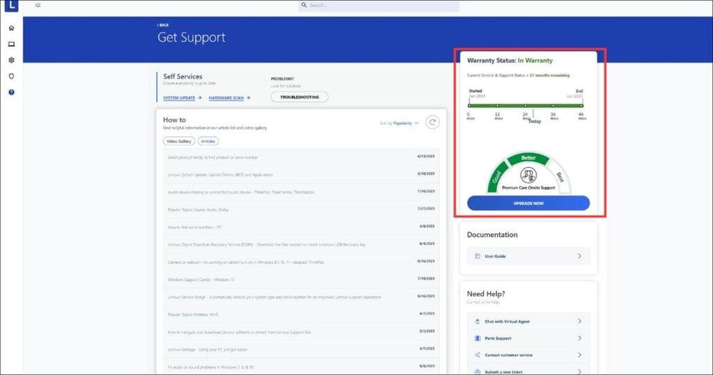 kiểm tra bảo hành laptop lenovo qua ứng dụng Lenovo Vantage