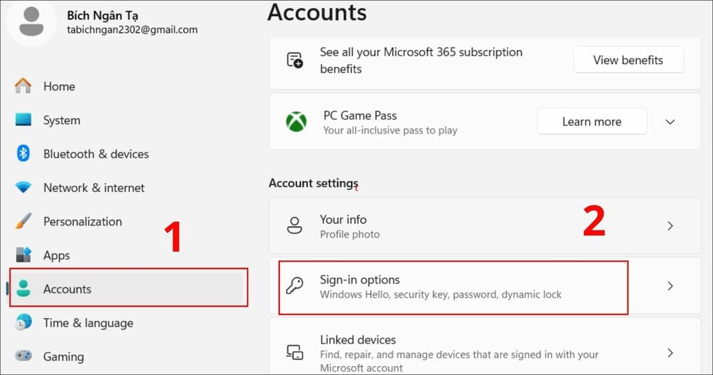 cách đặt mật khẩu laptop win 11
