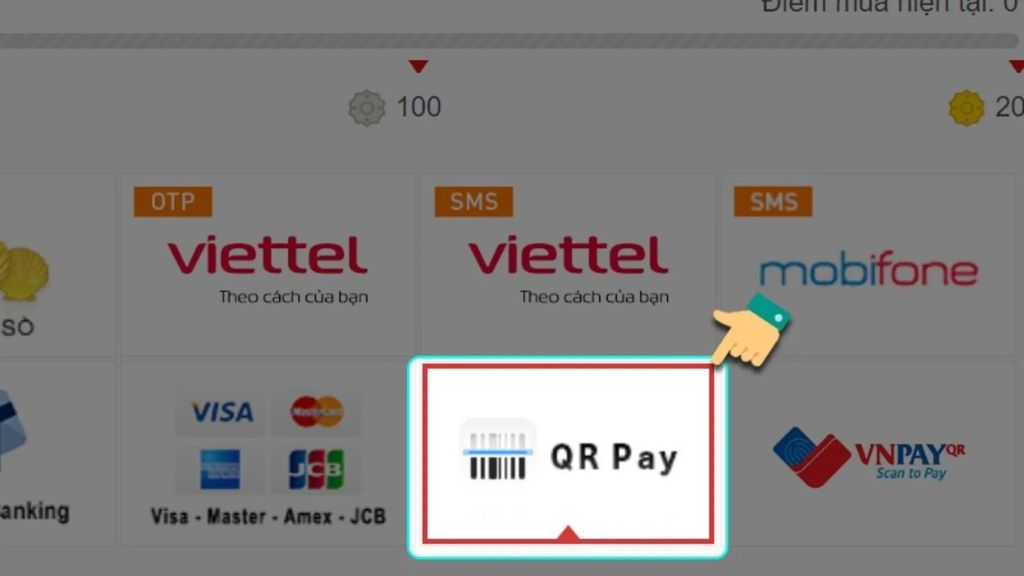 mua thẻ garena qua qua QR Pay