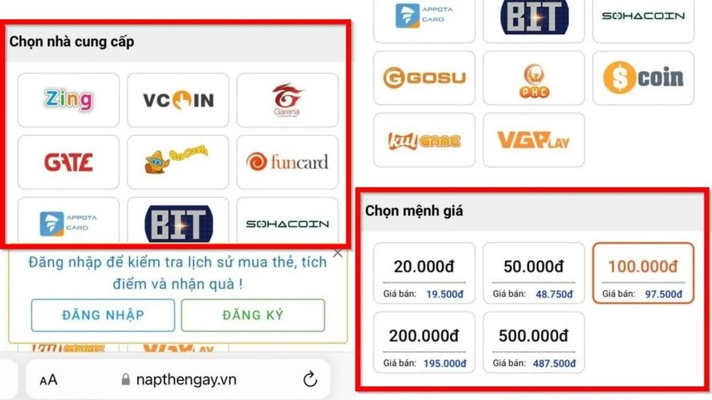 mua thẻ garena bằng momo