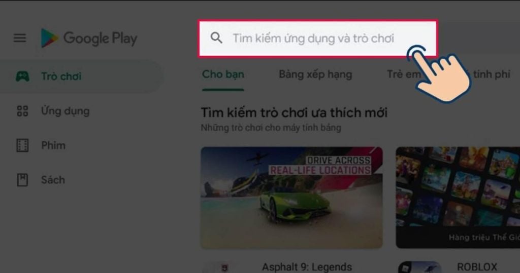 Sử dụng thanh tìm kiếm để tìm game Clash of Clans