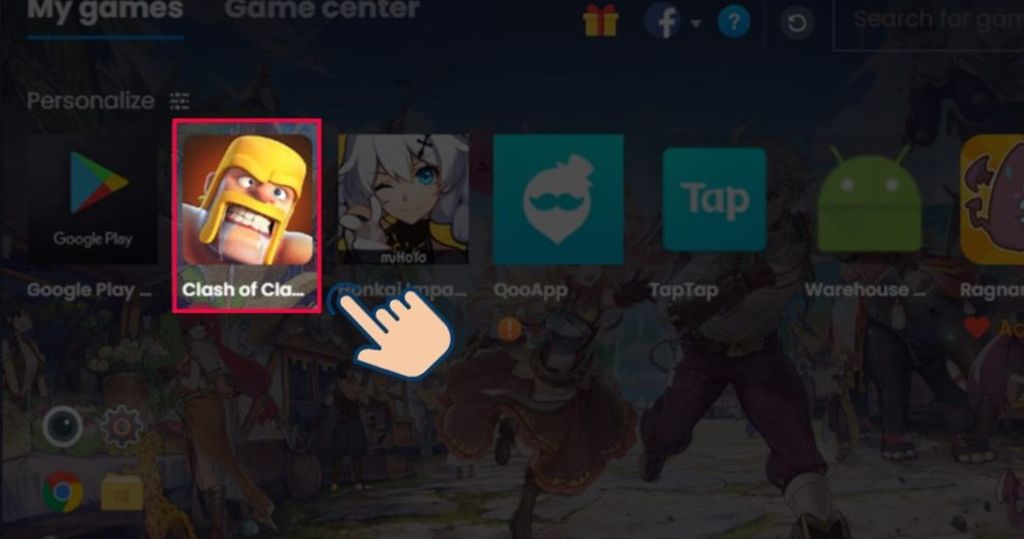 nhấn vào biểu tượng Clash of Clans để mở game