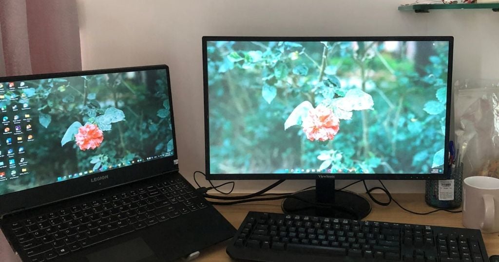 setup laptop dùng màn hình rời an toàn