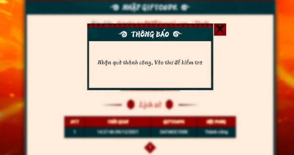 nhận được thư là đã nhập code huyền thoại nhẫn giả thành công