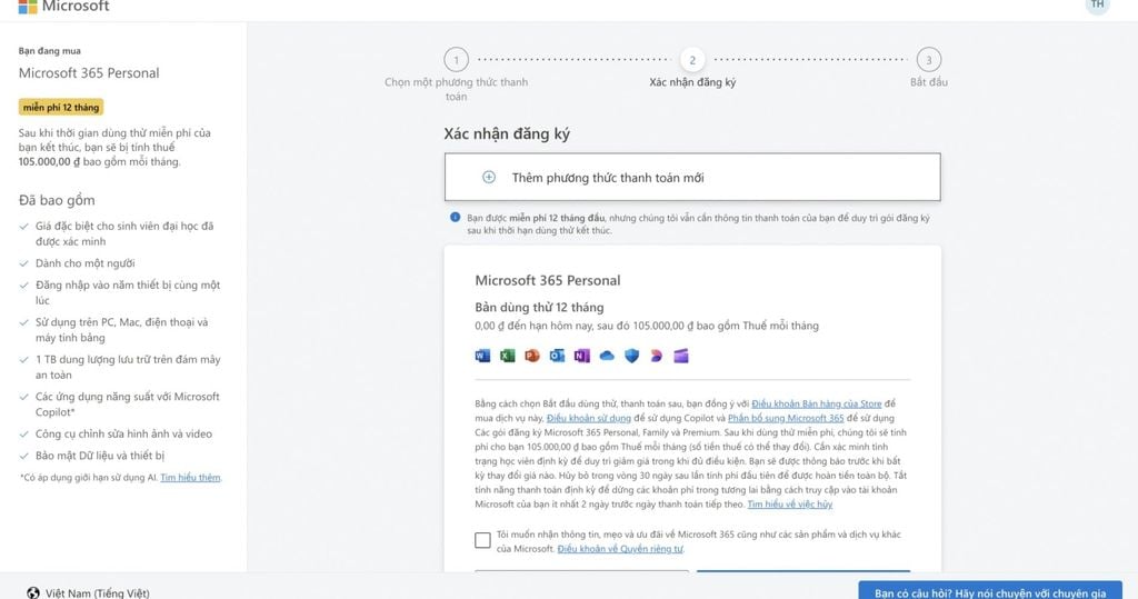 truy cập trang microsoft để đăng ký office cho sinh viên