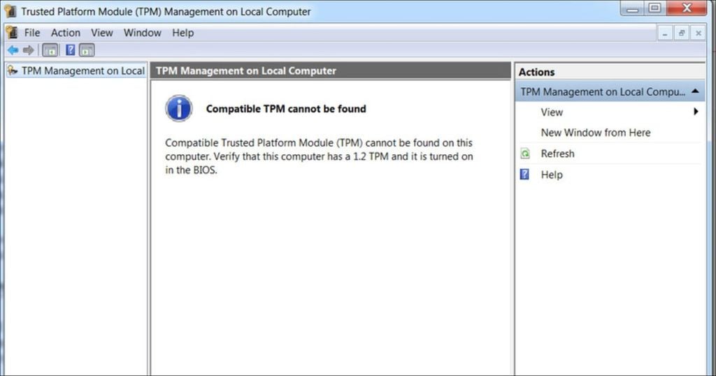 Compatible TPM cannot be found nghĩa là Firmware TPM bị tắt hoặc máy tính không có