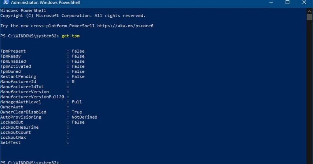 Sử dụng PowerShell để kiểm tra Firmware TPM