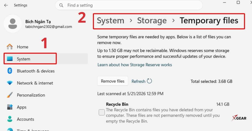 xóa các file trong Temporary Files để dọn ổ C