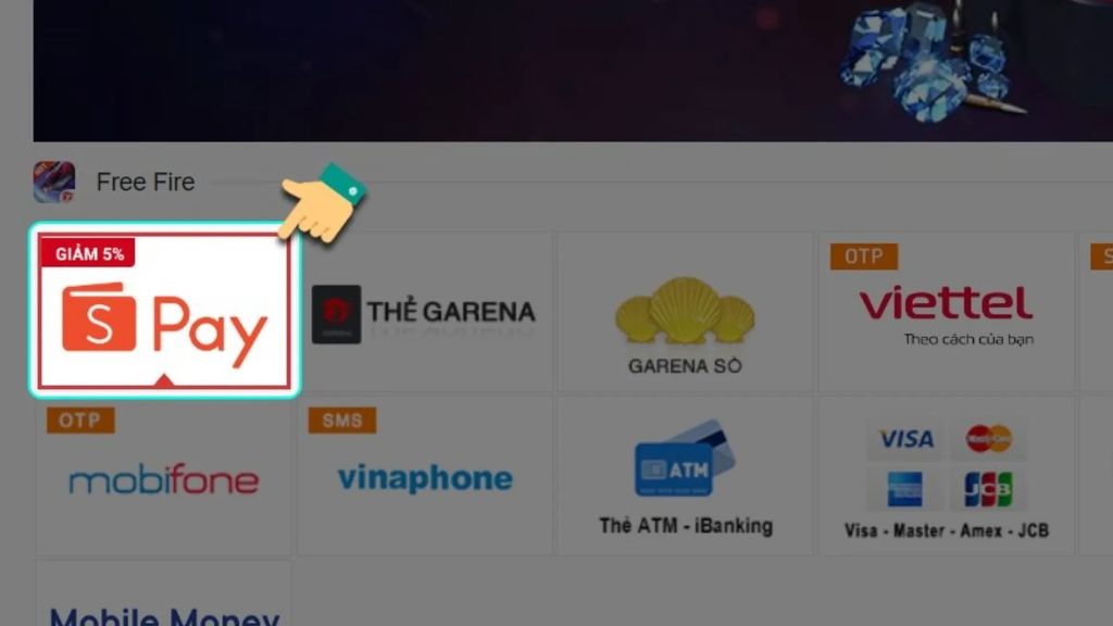 chọn hình thức mua thẻ garena bằng ví ShopeePay