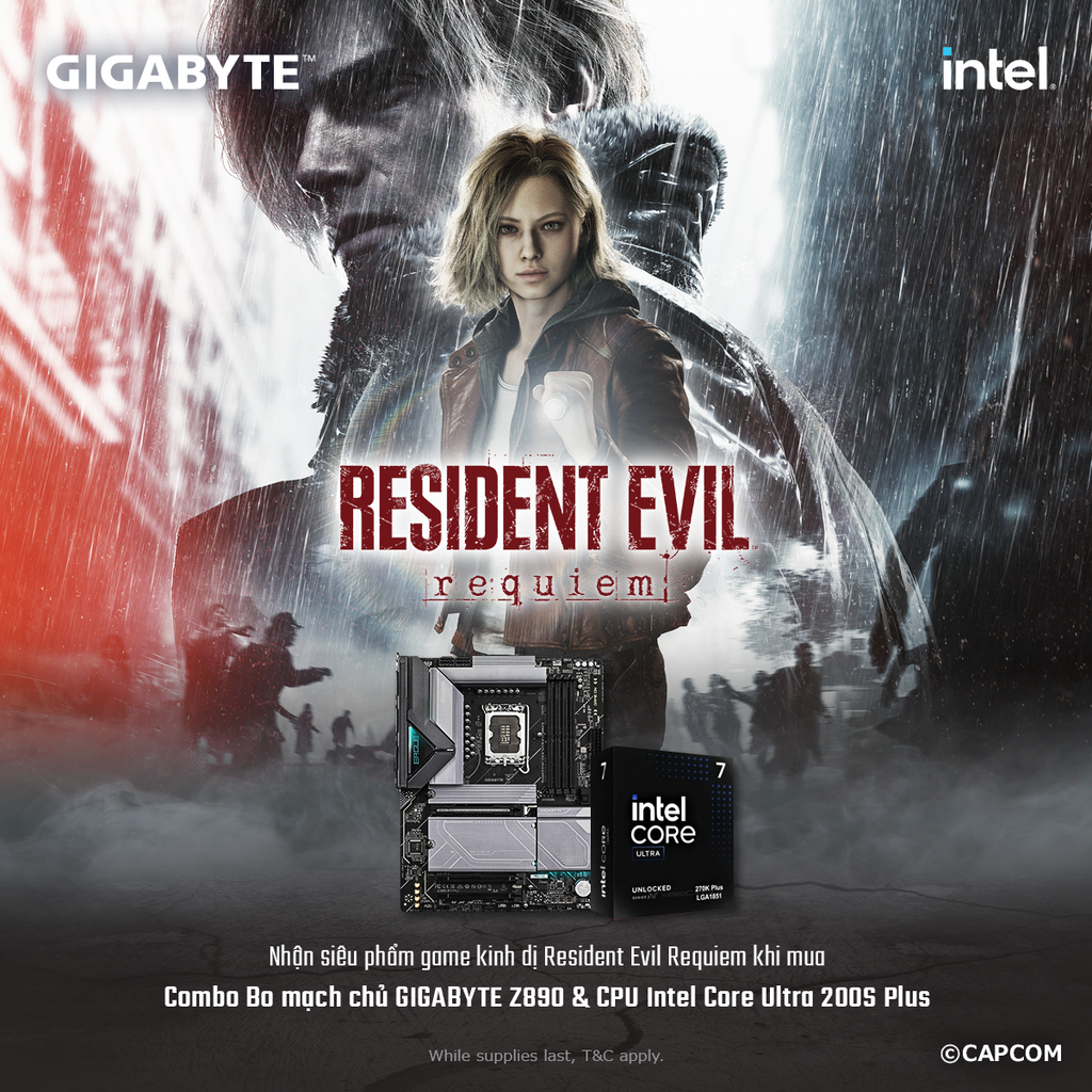 Chương trình tặng code game Resident Evil Requiem khi mua Combo Gigabyte Z890 và Intel Core Ultra 200S Plus