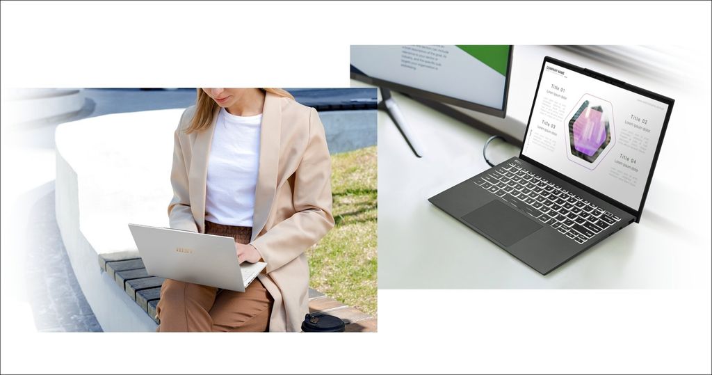 laptop màu trắng gọn nhẹ thanh lịch khi mang theo bên người
