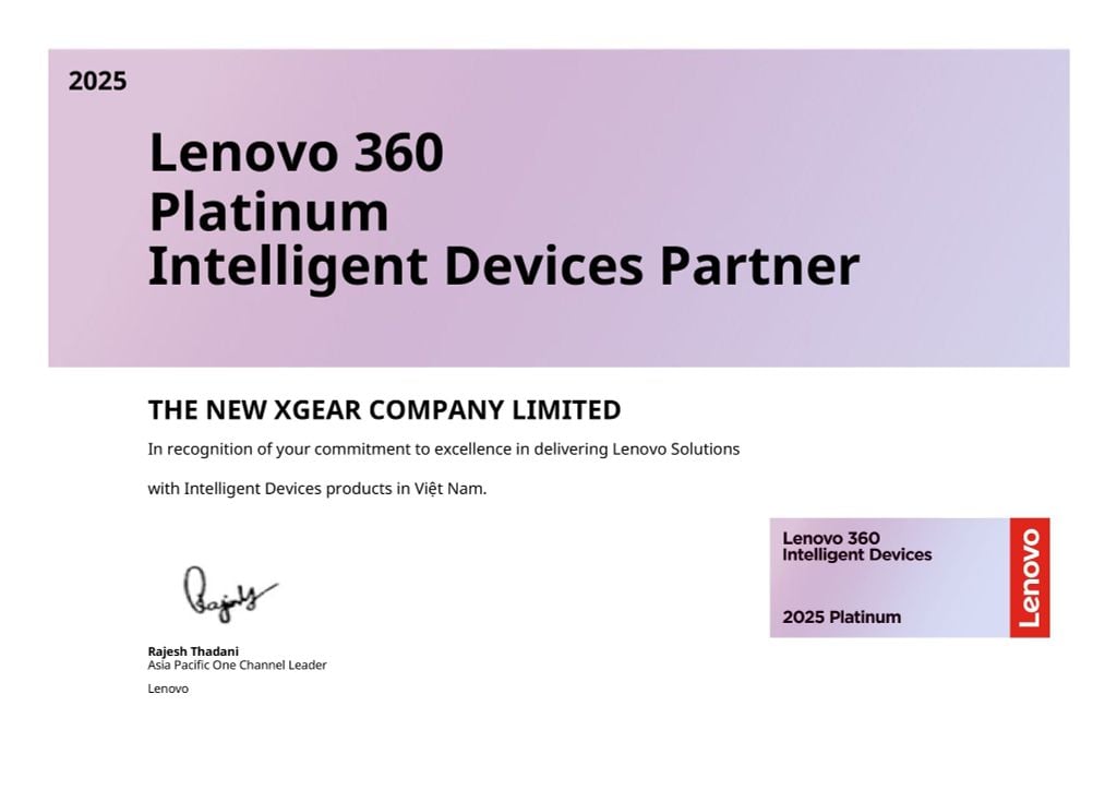 Chứng nhận đối tác xgear và lenovo