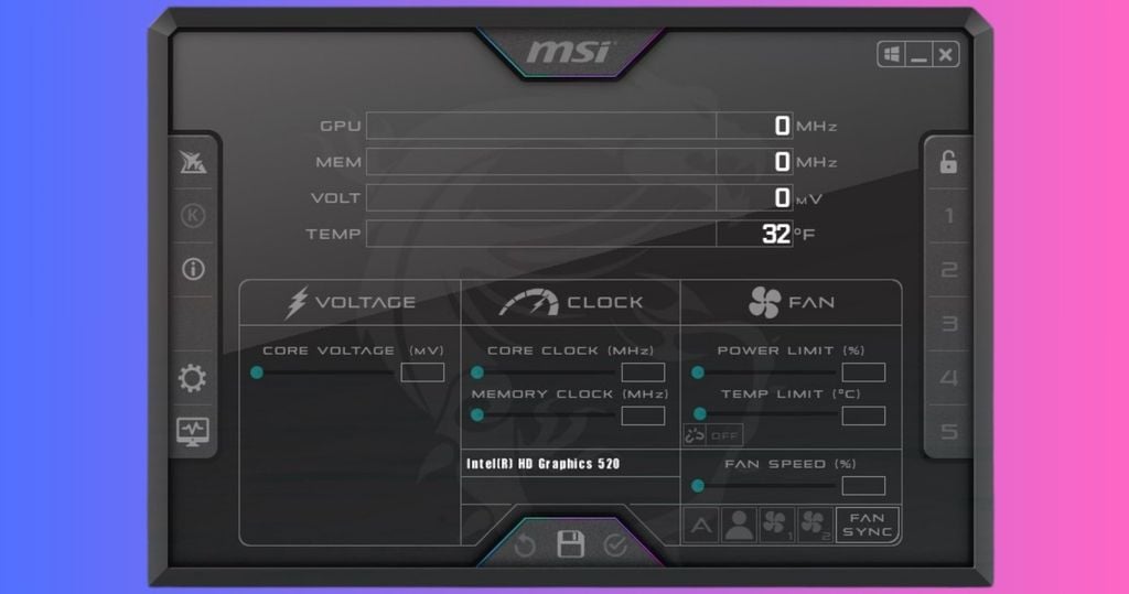 MSI Afterburner giúp theo dõi phần cứng thời gian thực