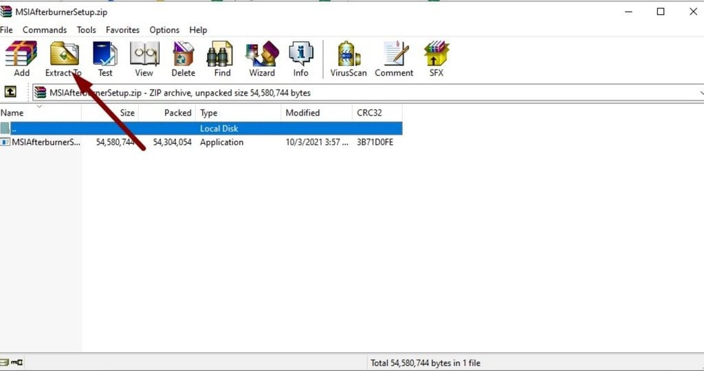 giải nén file cài đặt MSI Afterburner