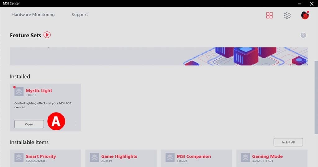 dùng Mystic Light trong msi center để chỉnh đèn led RGB