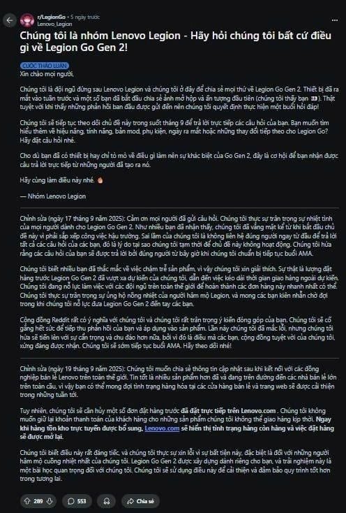 legion go 2 bị hủy đơn đặt trước vì quá tải đơn hàng