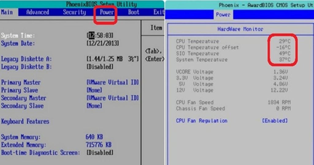 cách kiểm tra nhiệt độ CPU trong BIOS