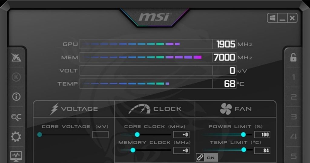 phần mềm MSI Afterburner kiểm tra nhiệt độ laptop