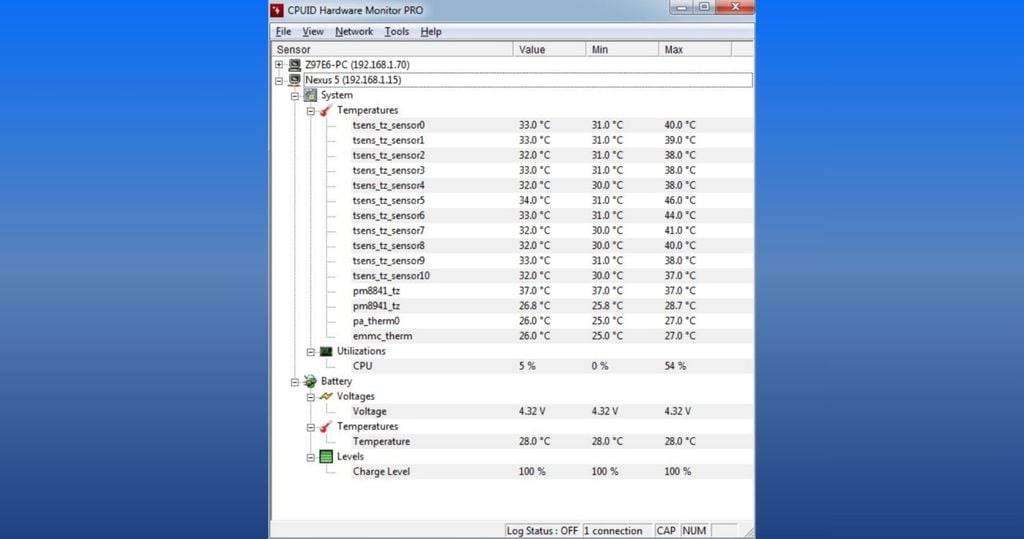 phần mềm CPUID HWMonitor kiểm tra nhiệt độ laptop