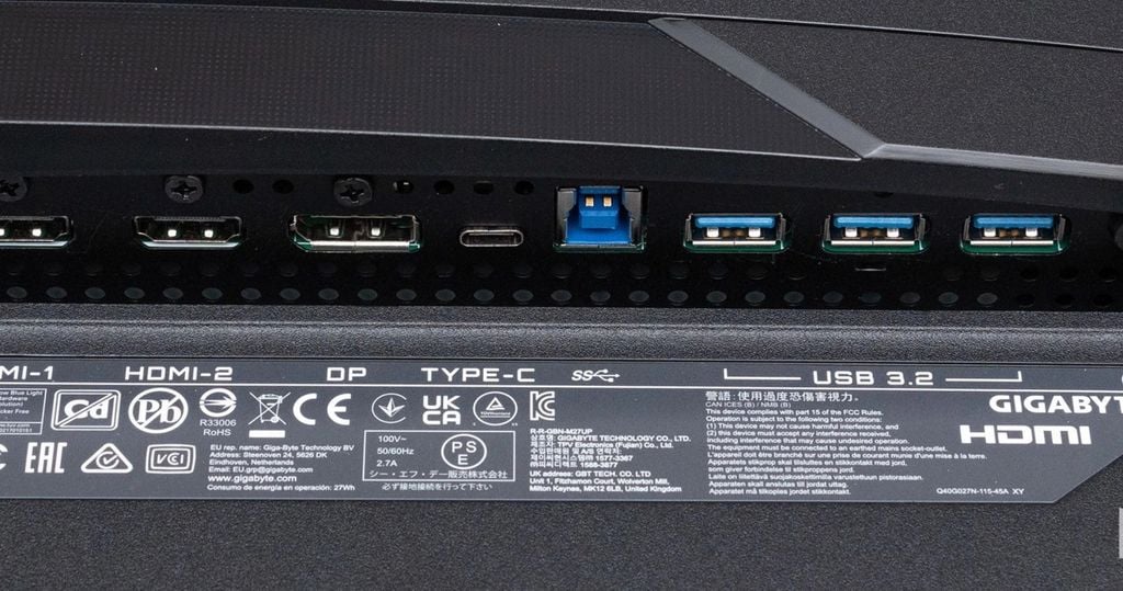 Màn hình Gaming Gigabyte M27UP được trang bị đầy đủ cổng kết nối