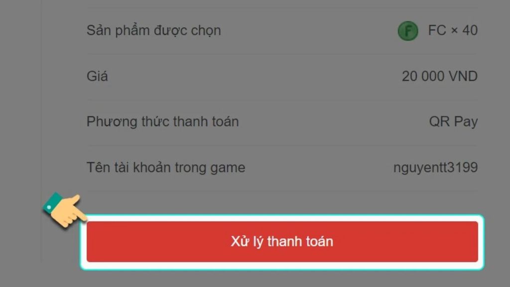 tiến hành thanh toán thẻ garena bằng QR Pay