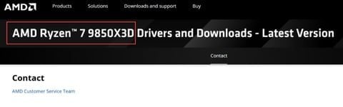 AMD Ryzen 7 9850X3D đã xuất hiện trên trang hỗ trợ chính thức của AMD