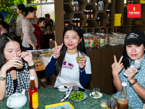 Tourists are enjoying honey