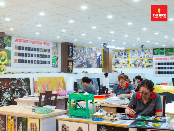 The artisans are diligently creating traditional works of art