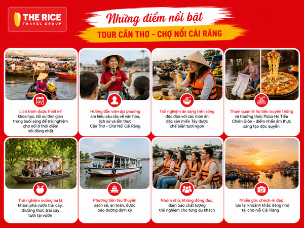 Những điểm nổi bật của tour Cần Thơ - Chợ Nổi Cái Răng của The Rice Travel Group