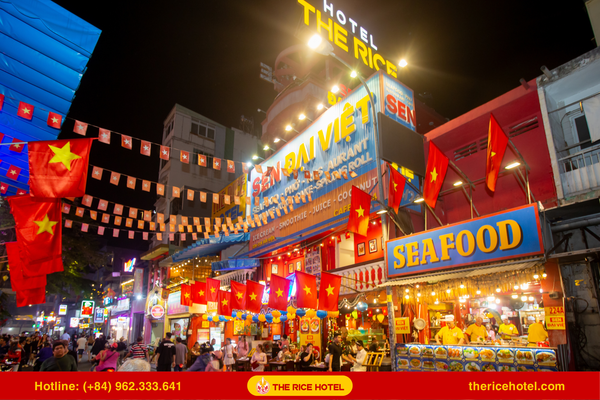 Saigon is decorated with flags and flowers during the April 30th - May 1st holiday.