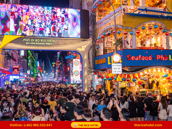 Bui Vien Walking Street is incredibly lively in the evening.