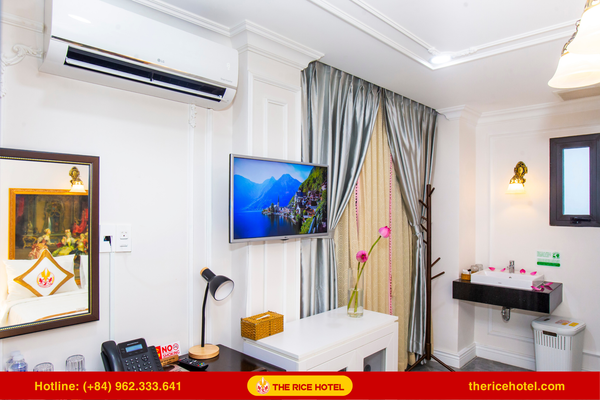 Trang thiết bị nội thất hiện đại chuẩn 3 sao tại The Rice Hotel khách sạn Bùi Viện Quận 1