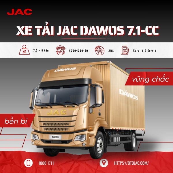 Xe tải JAC Dawos 7.1-CC bền bỉ, phù hợp mọi cung đường