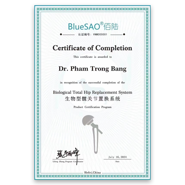 Chứng nhận thay khớp háng 2024