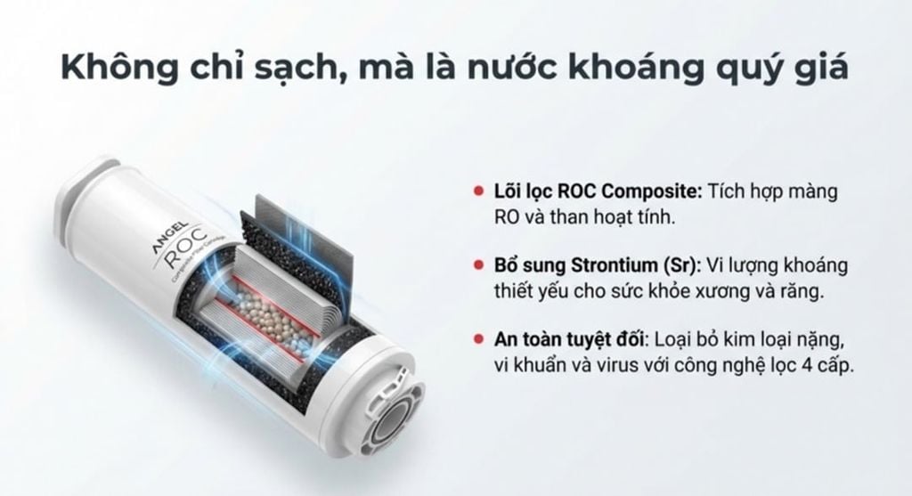 ANJIER T4 có cơ chế bổ sun Strontium (Sr) để cung cấp nước khoáng quý giá