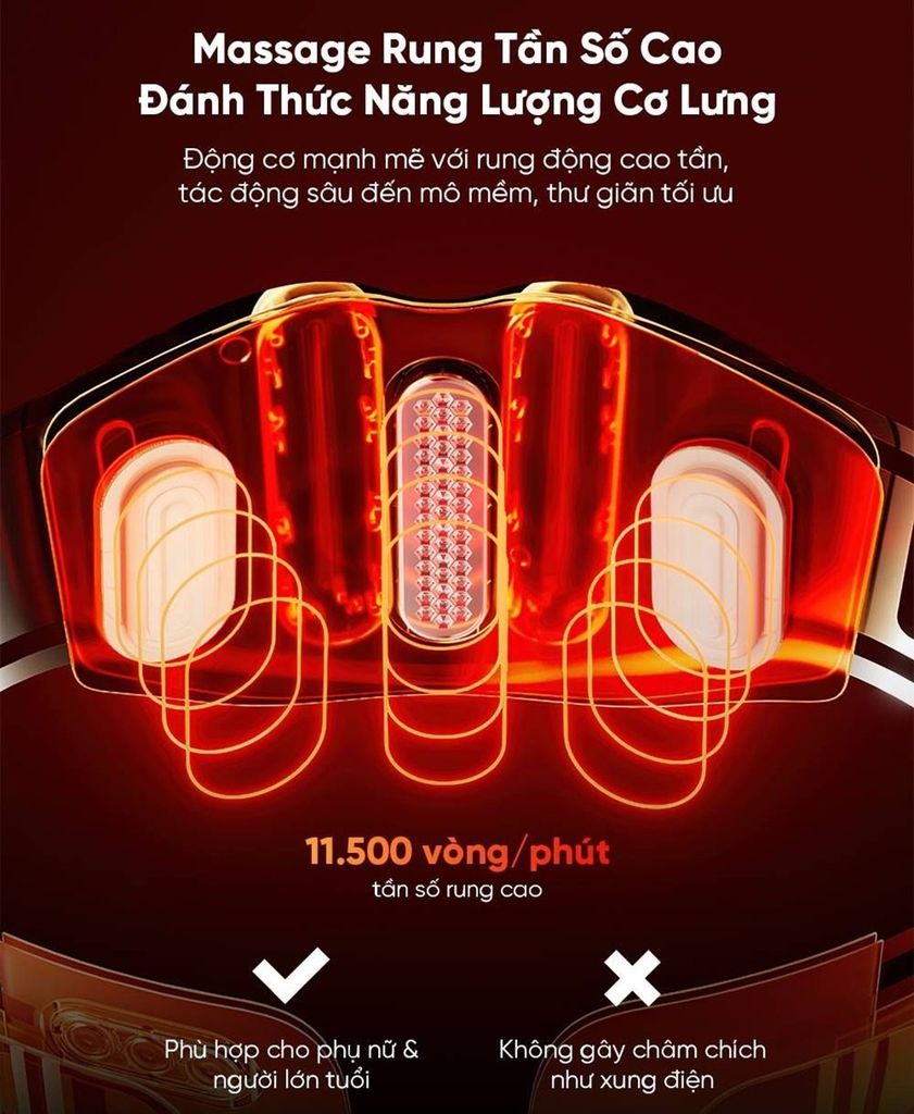 Trong thời gian đau dữ dội, bạn nên kích hoạt chế độ massage rung tần số cao