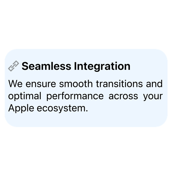 Seamless Integration card with link icon.