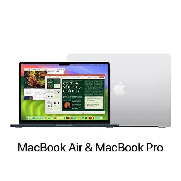 MacBook Air and MacBook Pro laptops displayed side by side.