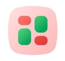 Rounded app launcher icon with red and green squares.