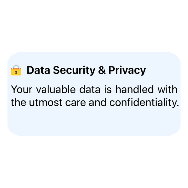 Data Security & Privacy card with lock icon.