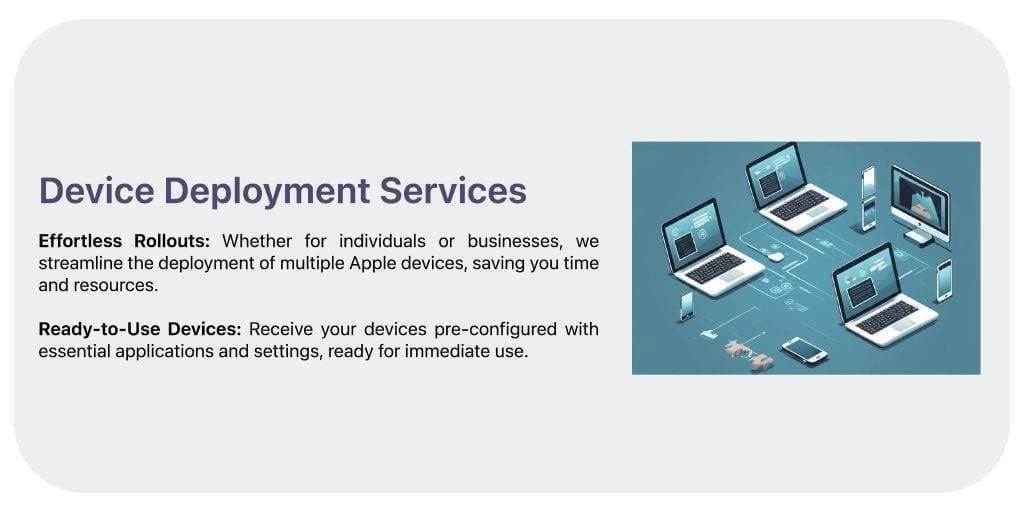 Device Deployment Services card with Apple products.