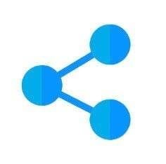 Blue share icon with three connected dots.