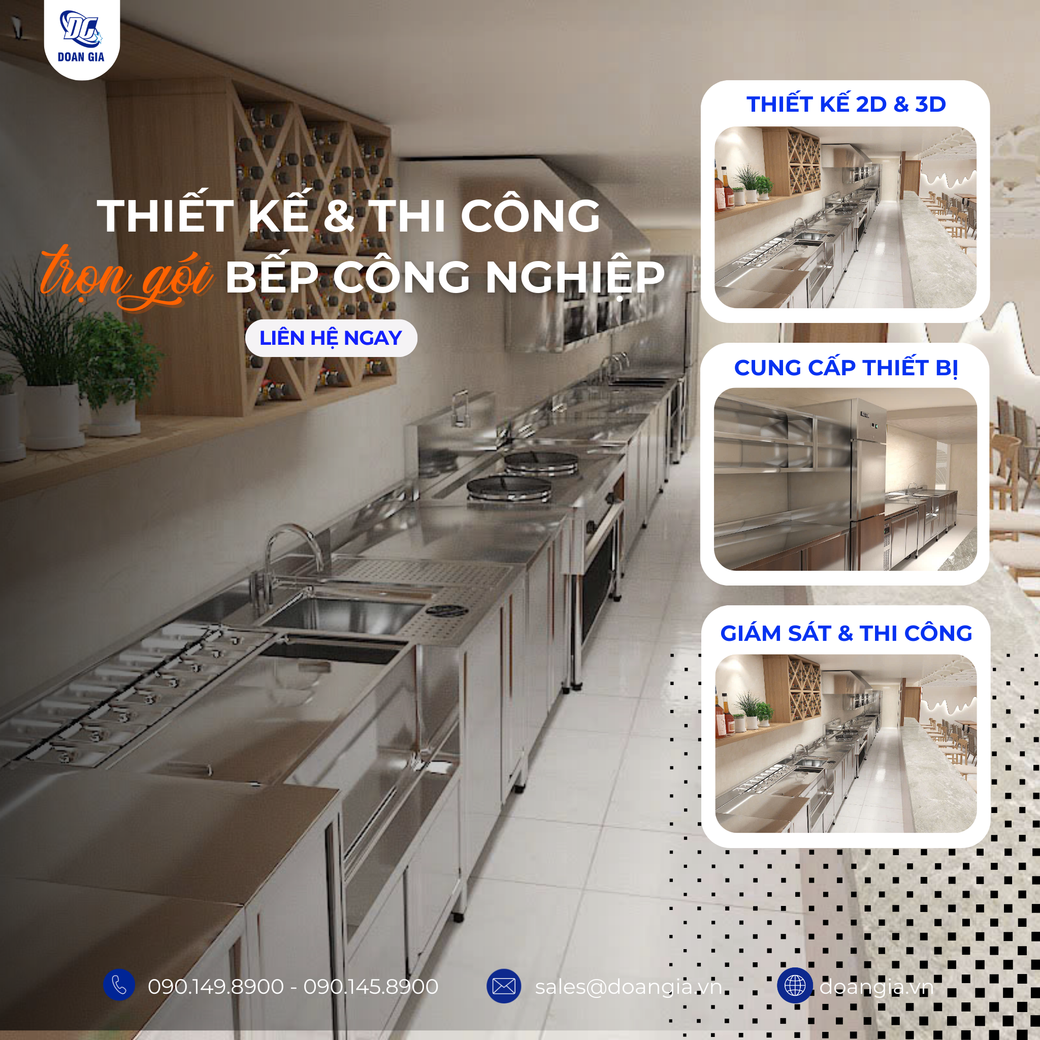 đoàn gia thiết kế & thi công trọn gói bếp công nghiệp