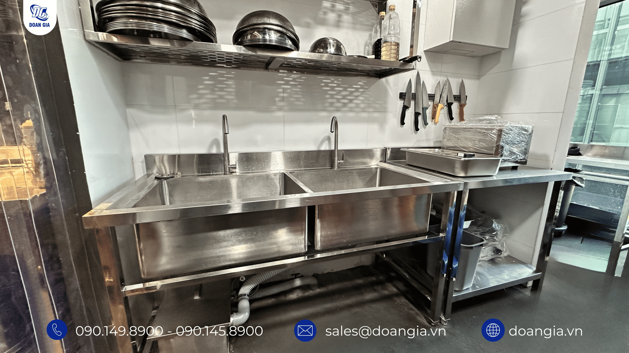 bồn rủa 2 inox 2 hộc