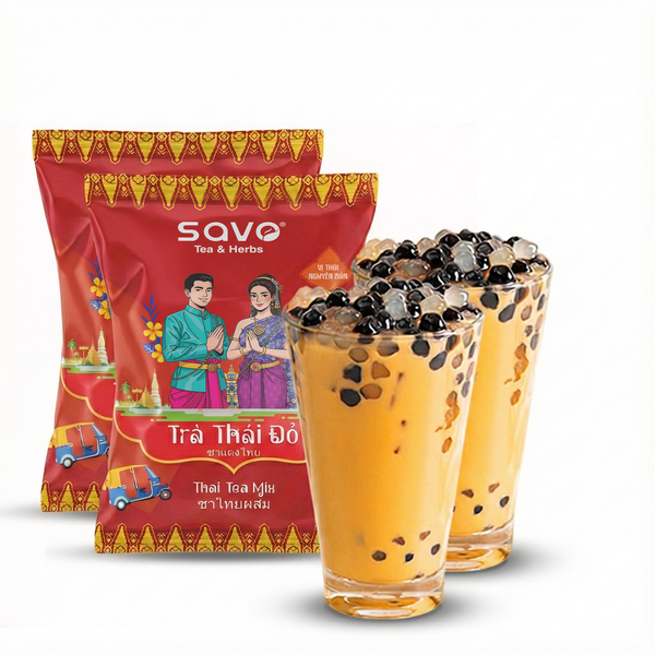 Trà Thái Đỏ SAVO vị nguyên bản thơm vị nồng nàn, màu sắc đẹp mắt, ứng dụng đa dạng. Nguồn: savotea.com