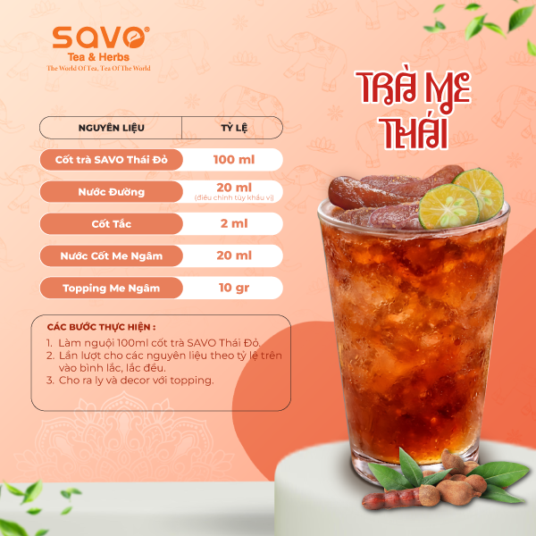 Cách làm trà me Thái Đỏ. Nguồn: savotea.com