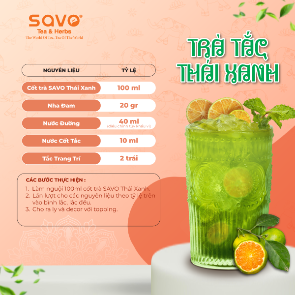Cách làm trà tắc thái xanh. Nguồn: savotea.com